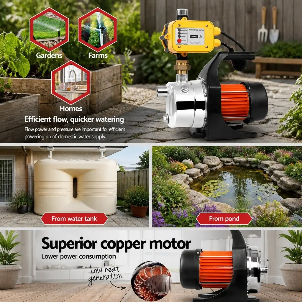 Irrigation Pump Yellow 1500W Automatic Pressure Controller High Pressure Garden Water Pump