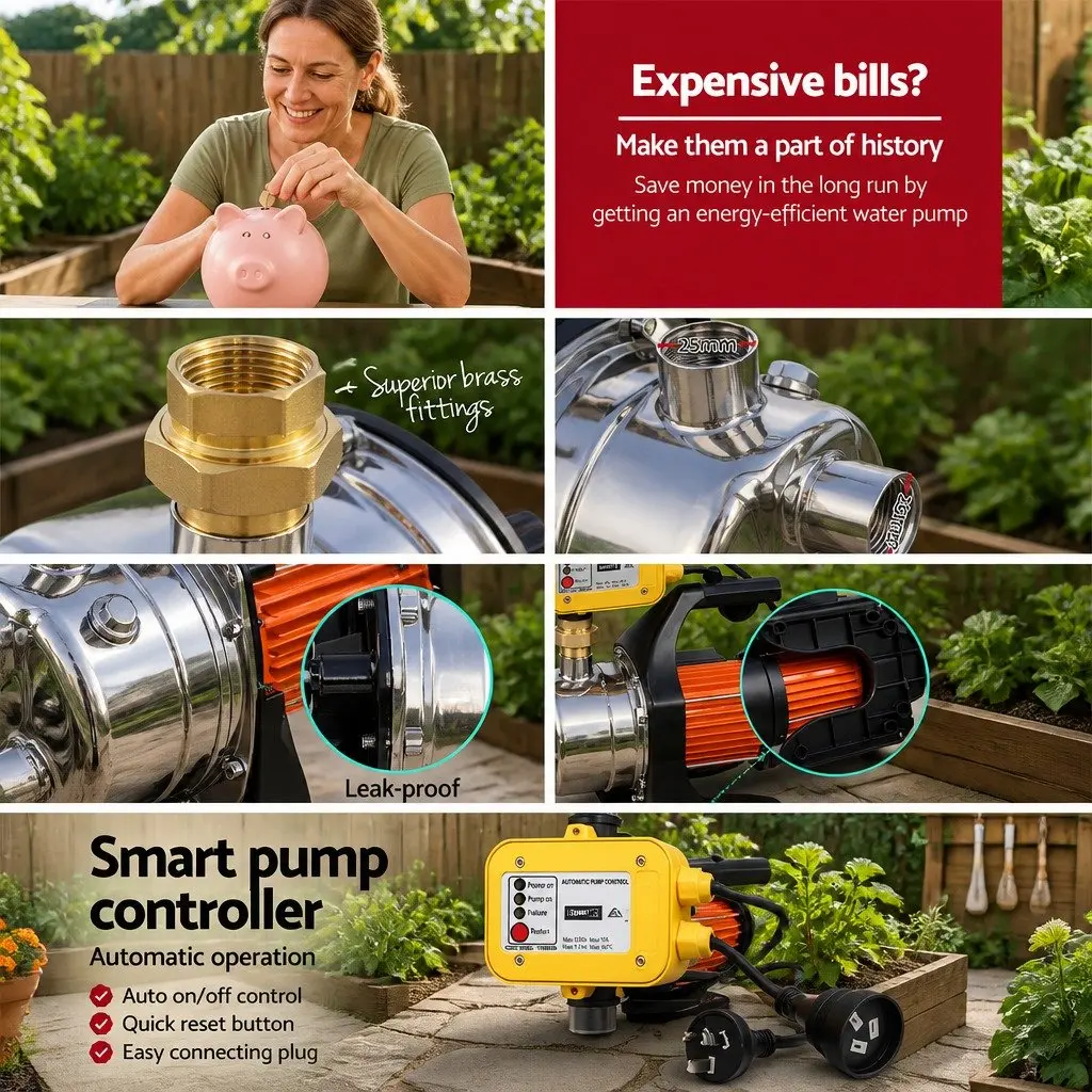 Irrigation Pump Yellow 1500W Automatic Pressure Controller High Pressure Garden Water Pump
