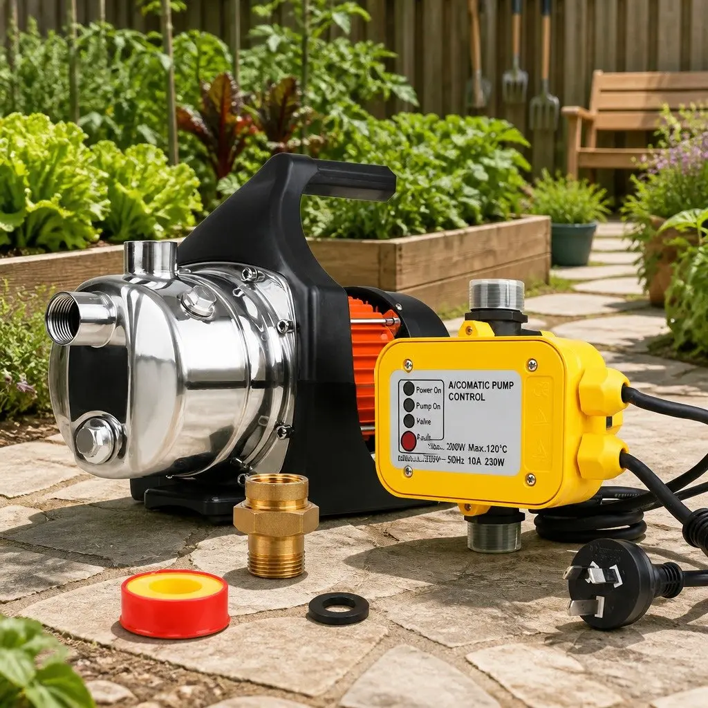 Irrigation Pump Yellow 1500W Automatic Pressure Controller High Pressure Garden Water Pump