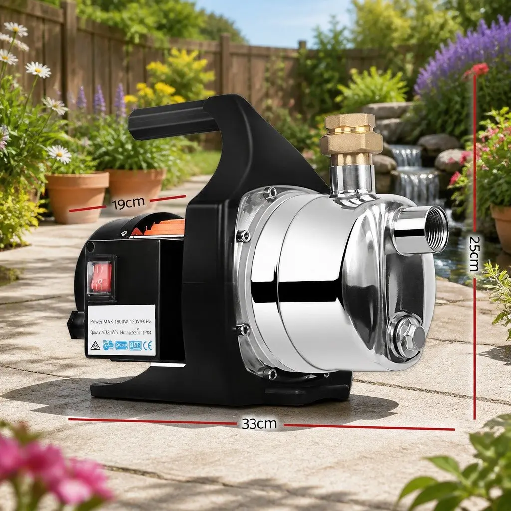 Garden Water Pump 1500W Max Pressure Irrigation Tank Stainless Steel Farm House
