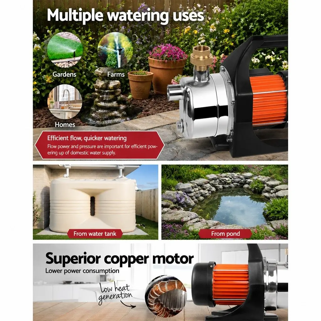 Garden Water Pump 1500W Max Pressure Irrigation Tank Stainless Steel Farm House