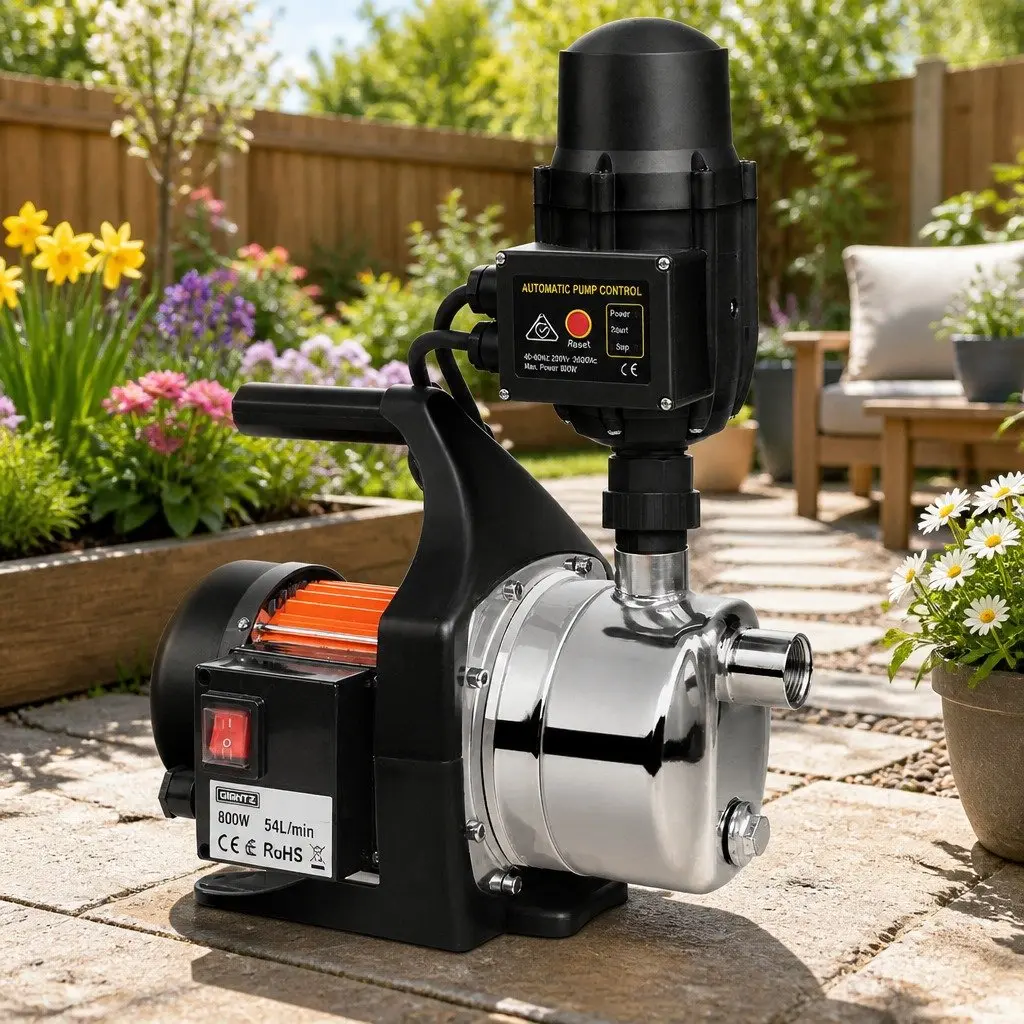 Irrigation Pump Black 800W 54L/min Max Flow Rate Automatic Pressure Control