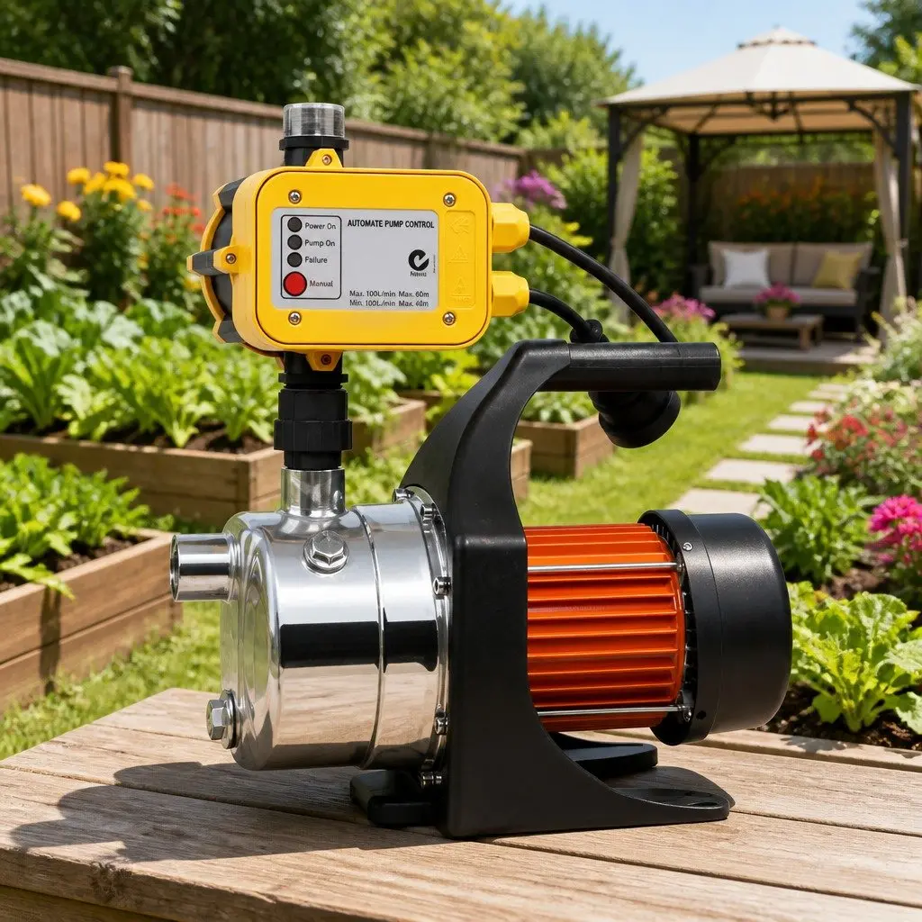 Irrigation Pump Black 800W Automatic Pressure Controller Stainless Steel Construction