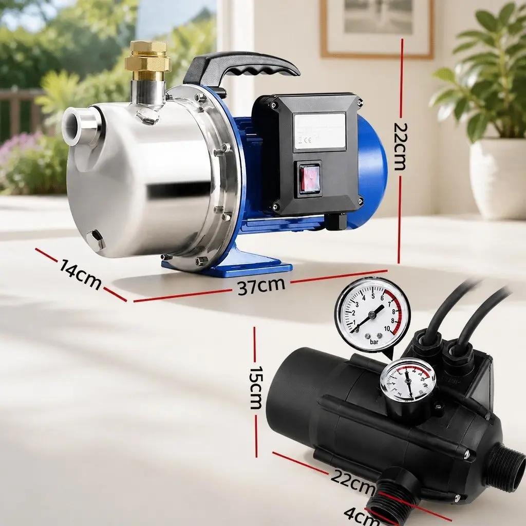 Garden Water Jet Pump 1100W High Pressure Irrigation Tank Controller Stainless
