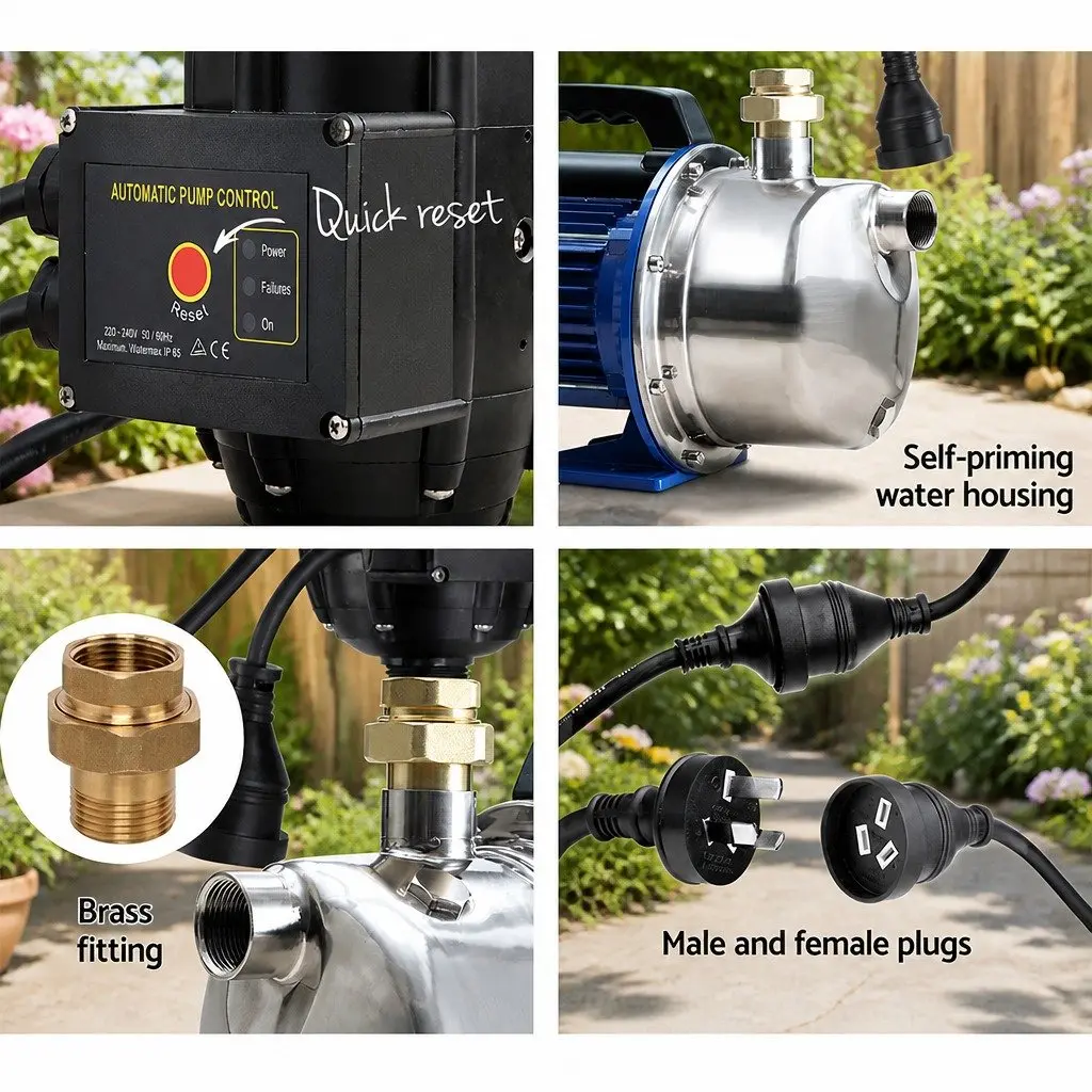 Garden Water Jet Pump 1100W High Pressure Irrigation Tank Controller Stainless