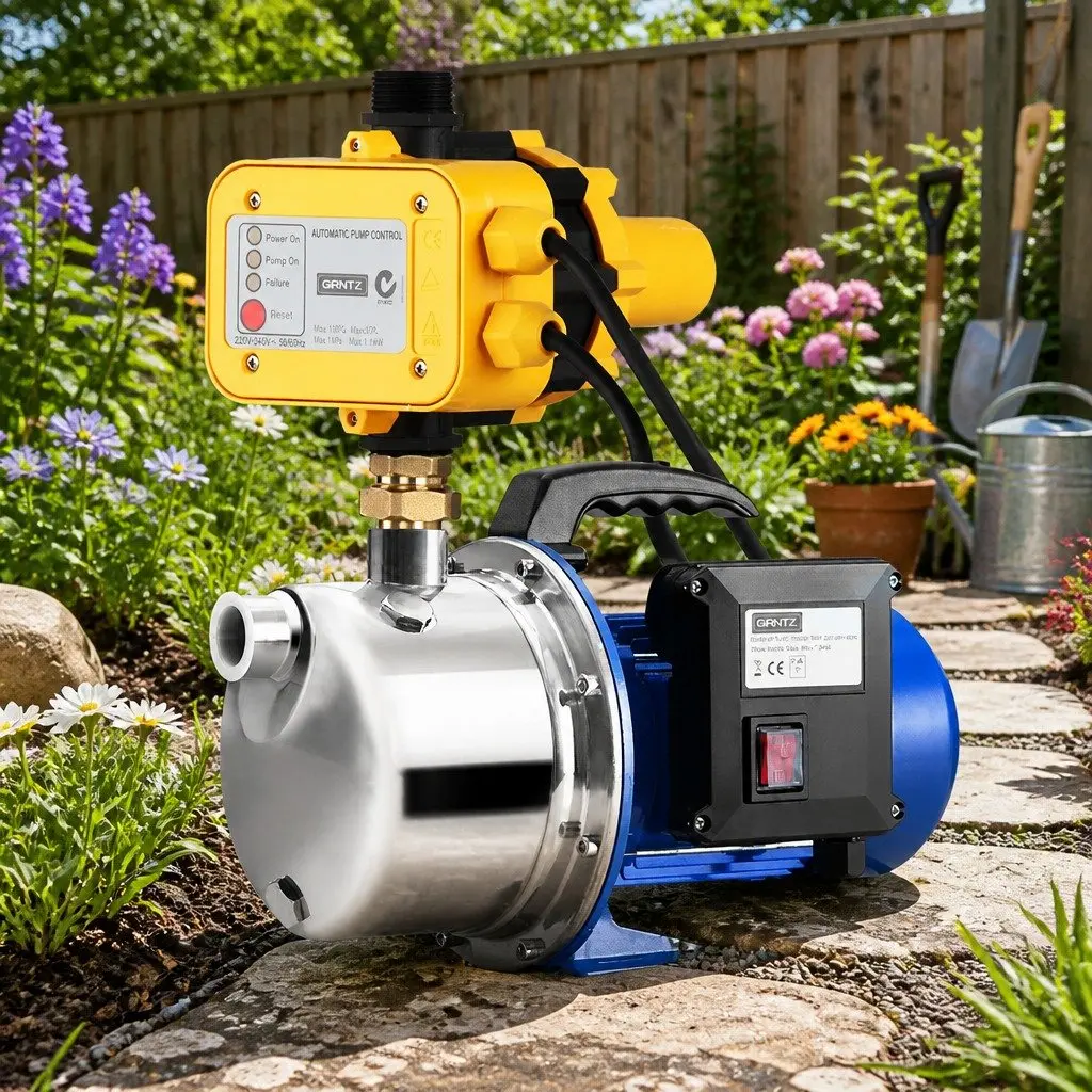 Irrigation Pump Black Stainless Steel 1100W 4600L/H Automatic Pressure Controller