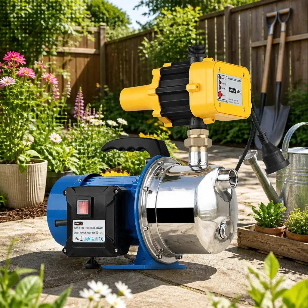Irrigation Pump Black Stainless Steel 1100W 4600L/H Automatic Pressure Controller