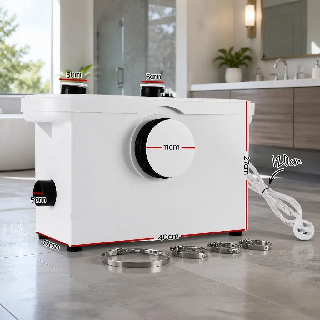 Macerator Sewage Pump White 600W Three Inlets Vertical Pumping Up to 7m