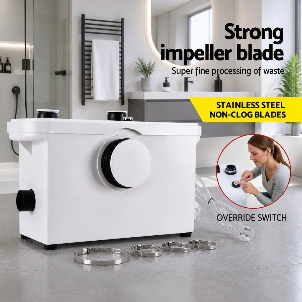 Macerator Sewage Pump White 600W Three Inlets Vertical Pumping Up to 7m