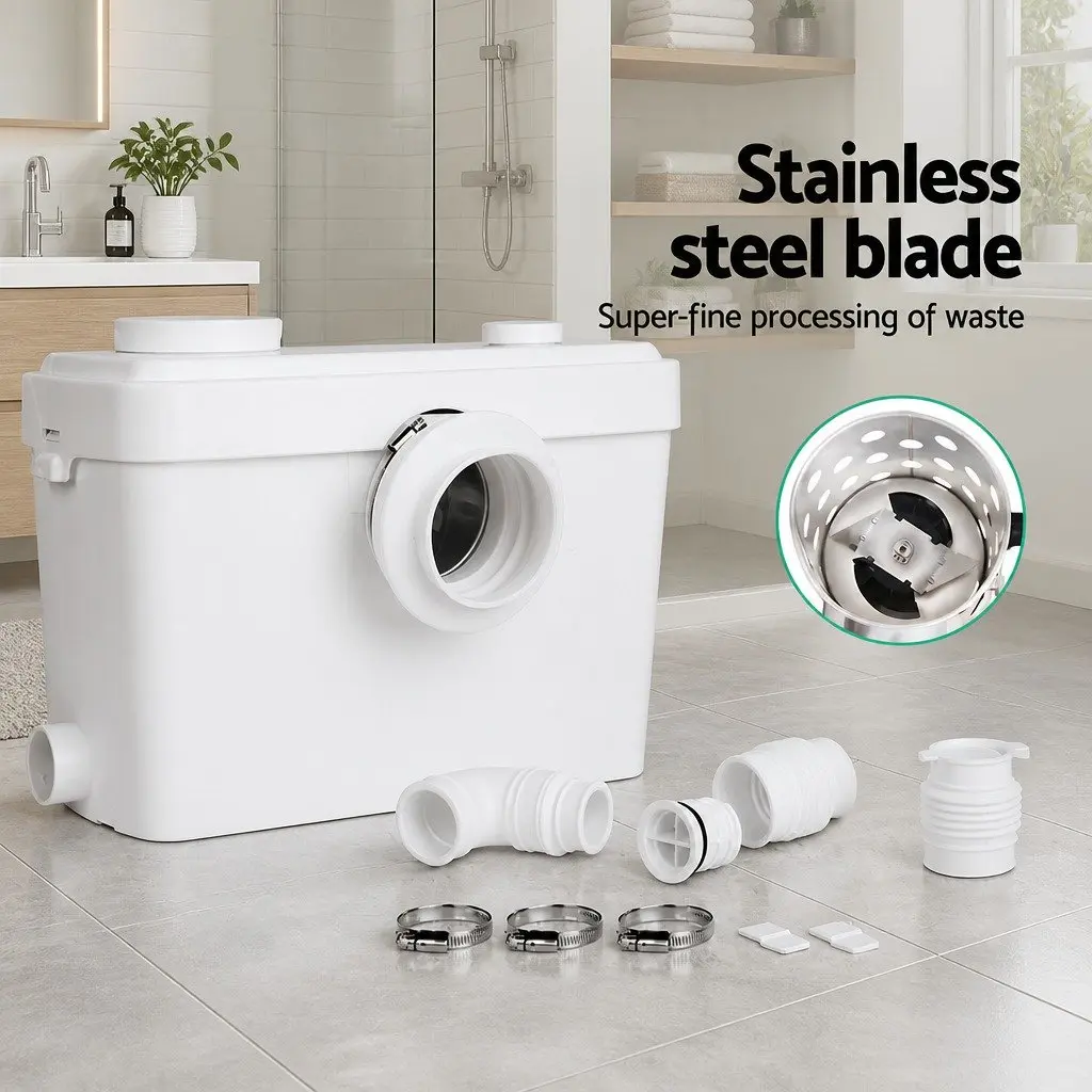 Macerator Sewage Pump White 600W Fully Automatic Waste Water Disposal Unit for Bathroom Laundry Kitchen