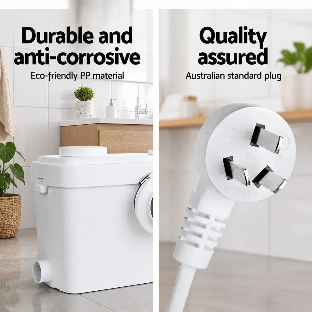 Macerator Sewage Pump White 600W Fully Automatic Waste Water Disposal Unit for Bathroom Laundry Kitchen