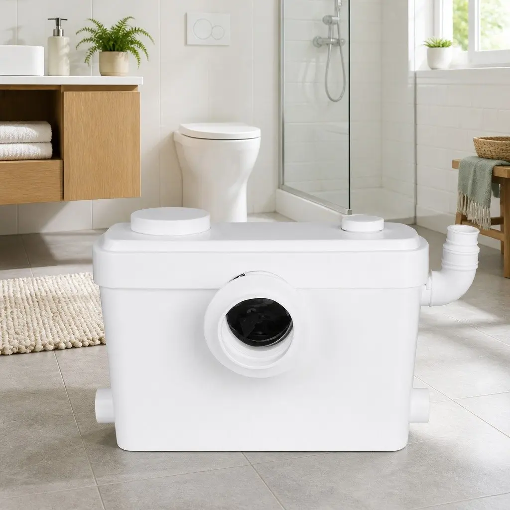Macerator Sewage Pump White 600W Fully Automatic Waste Water Disposal Unit for Bathroom Laundry Kitchen