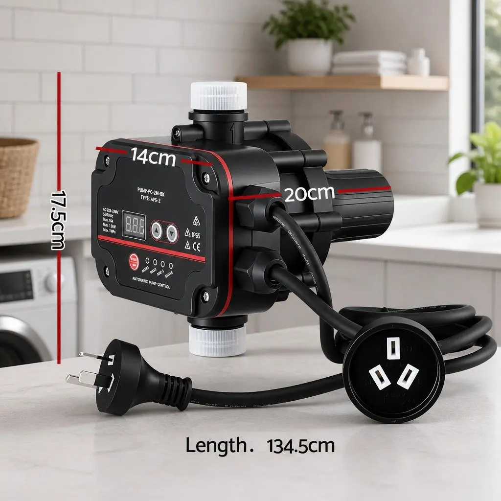 Digital Water Pump Controller Black 16A 1.5kW Automatic Pressure Switch Adjustable