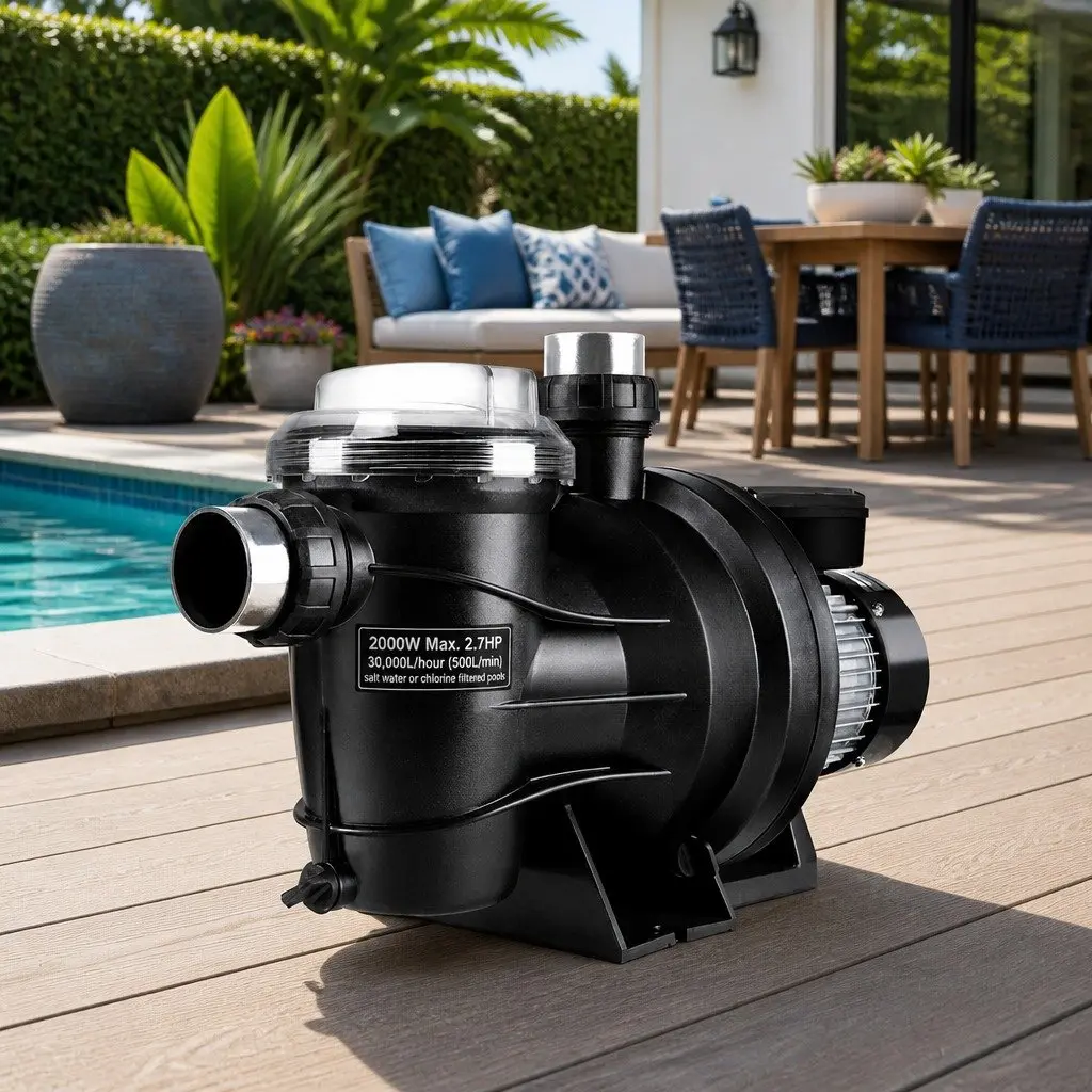 Pool Pump Black 2000W 2.7HP High-Performance Water Circulation Filter for Swimming Pools