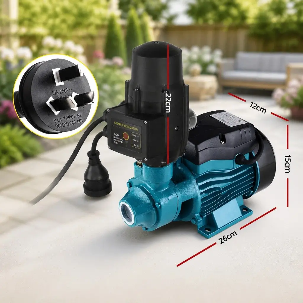Peripheral Water Pump Black 35L/min Automatic Control Rust-Resistant Construction