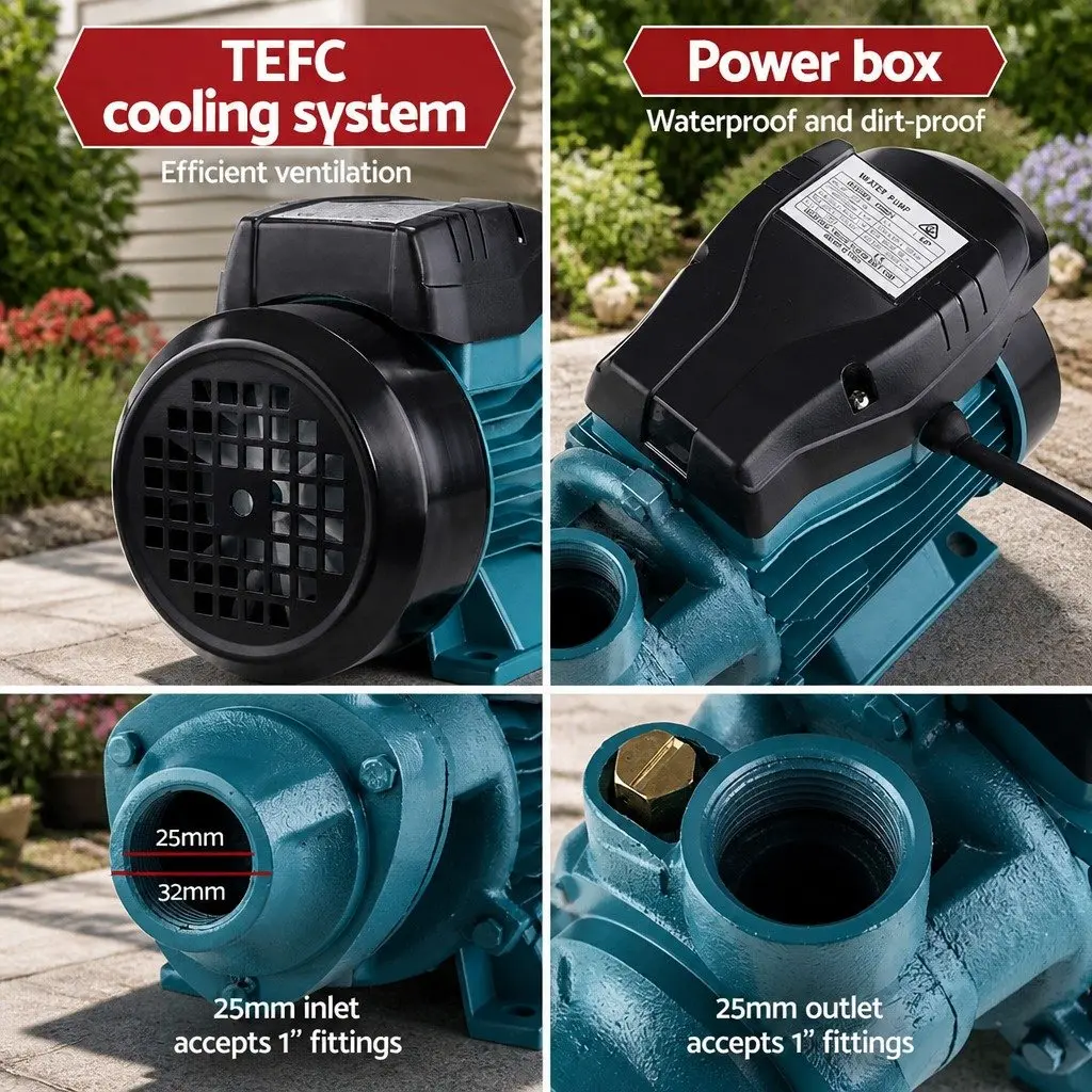 Peripheral Water Pump Black 35L/min Automatic Control Rust-Resistant Construction