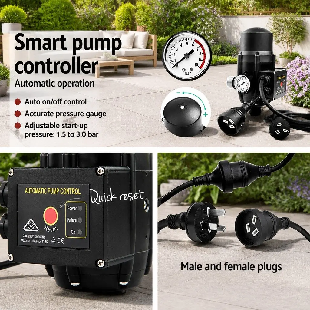 Peripheral Water Pump Black 35L/min Automatic Control Rust-Resistant Construction