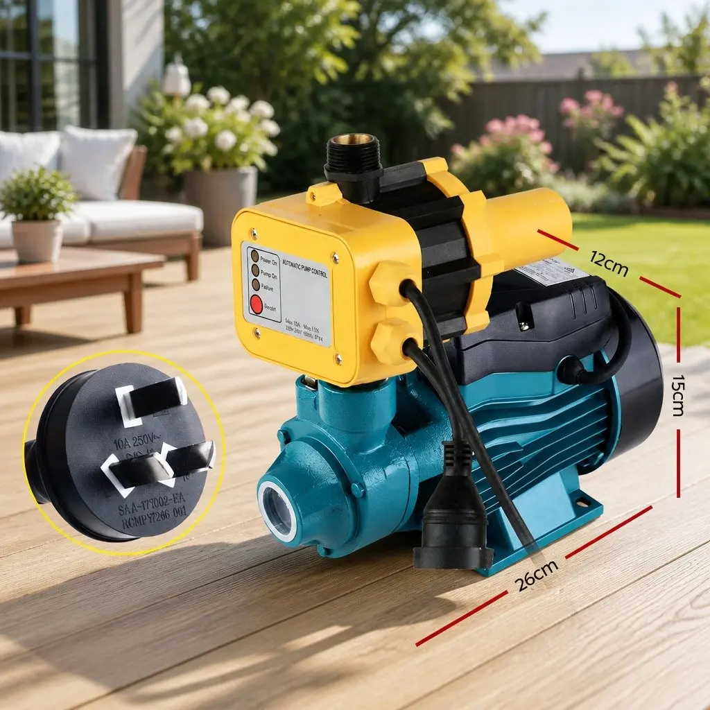 Peripheral Water Pump Yellow 0.5HP Automatic Controller Brass Impeller