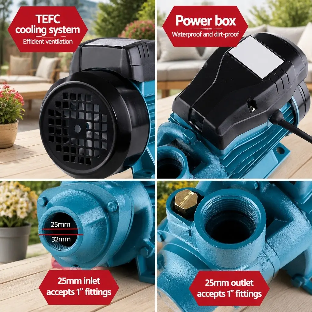 Peripheral Water Pump Yellow 0.5HP Automatic Controller Brass Impeller