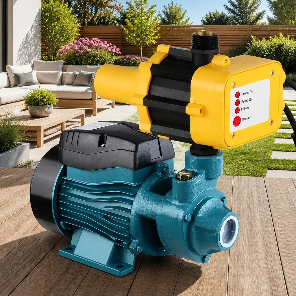 Peripheral Water Pump Yellow 0.5HP Automatic Controller Brass Impeller
