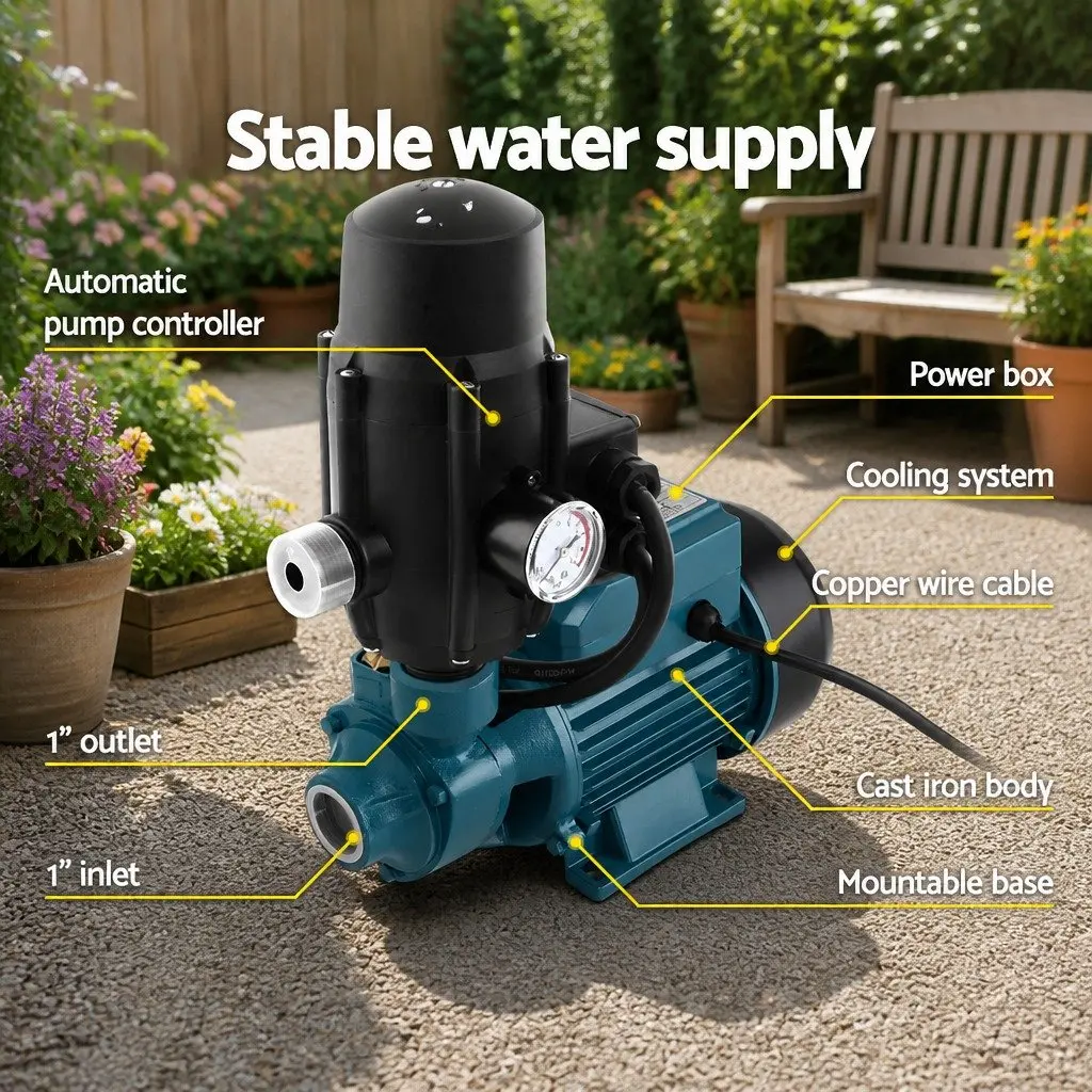Clean Water Pump Garden Irrigation Pool Booster Brass Impeller 35L/min