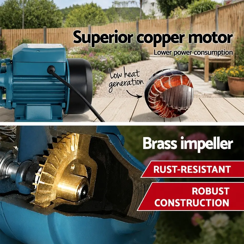Clean Water Pump Garden Irrigation Pool Booster Brass Impeller 35L/min