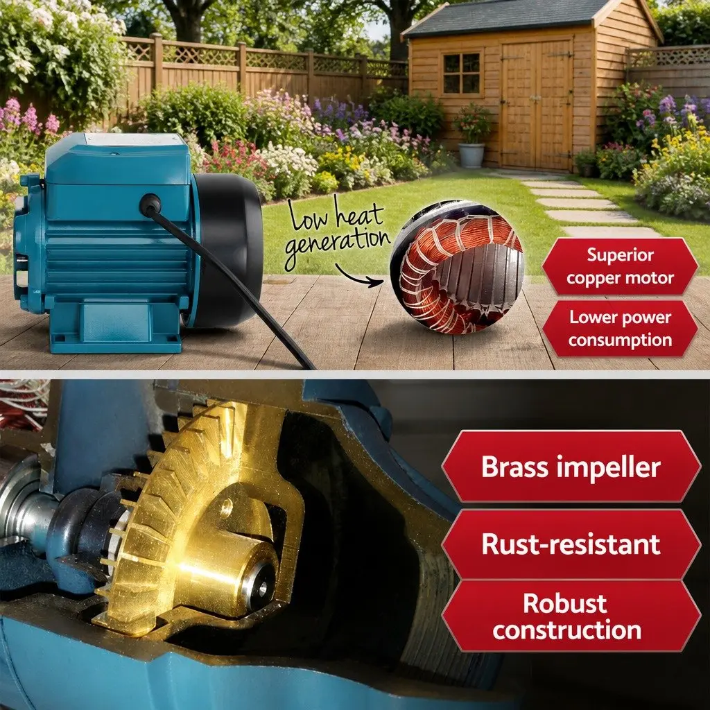 Peripheral Water Pump Yellow 0.5HP Automatic Controller for Garden Irrigation Farm Rain Clean
