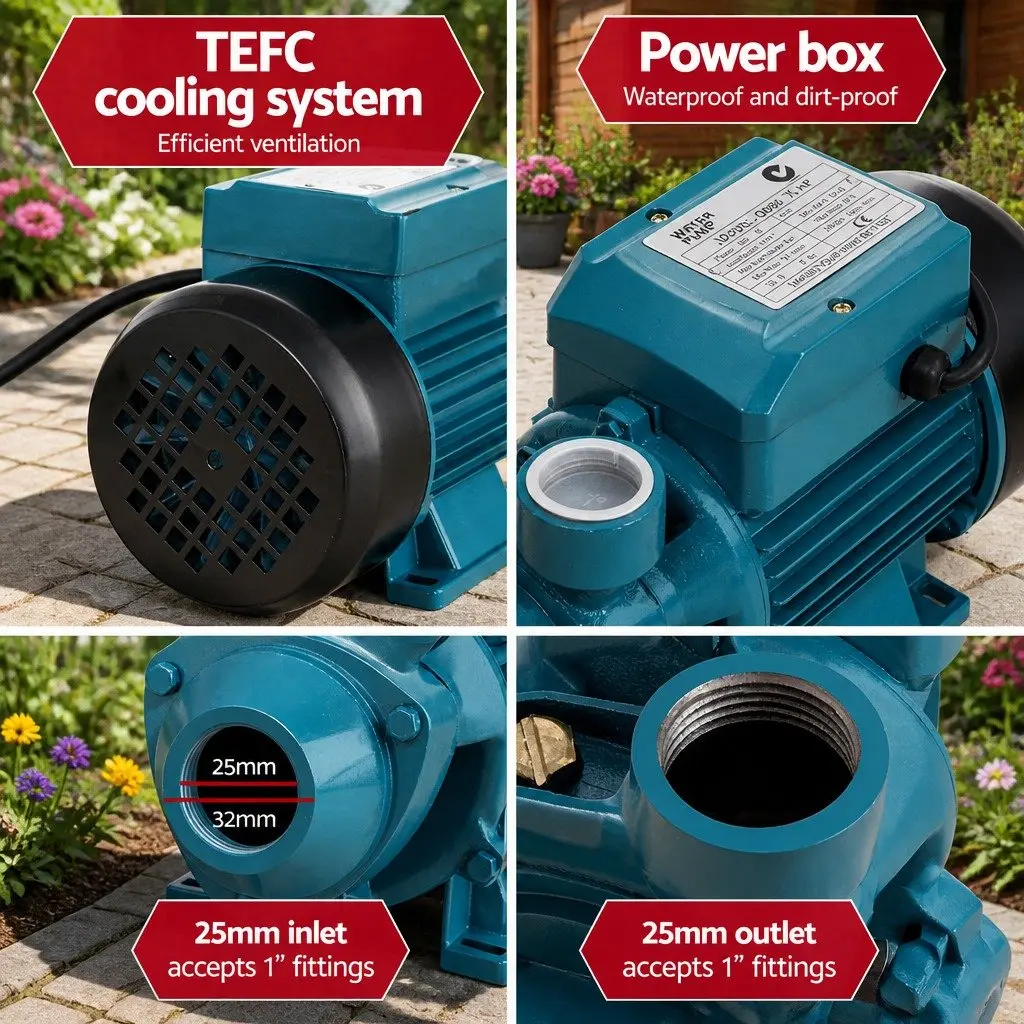 Peripheral Water Pump Yellow 0.5HP Automatic Controller for Garden Irrigation Farm Rain Clean