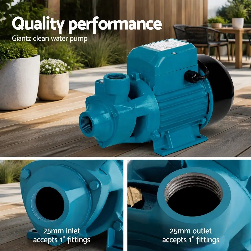 Irrigation Pump Blue 750W High Flow Rate Rust-resistant Brass Impeller Suitable for Garden Pool Cleaning