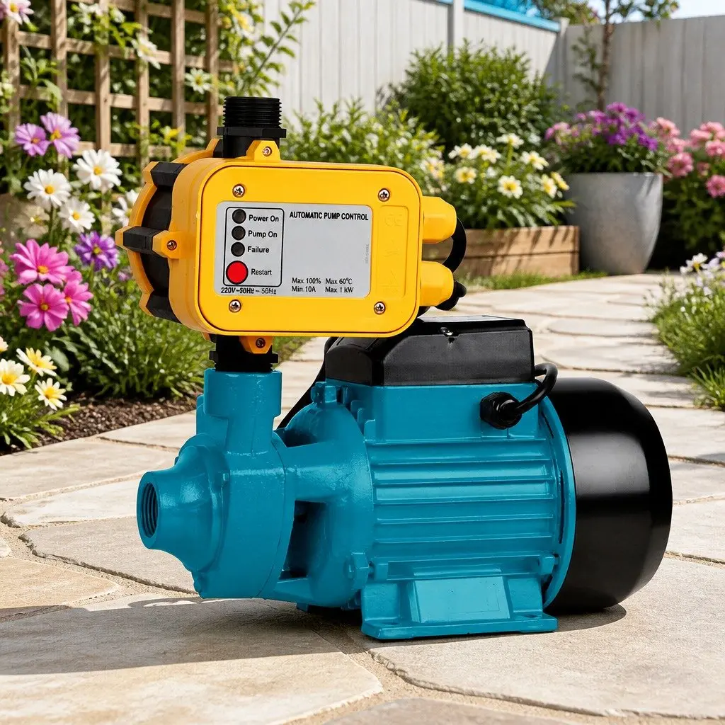 Irrigation Pump Yellow 750W Automatic Pressure Control Durable Cast Iron Construction