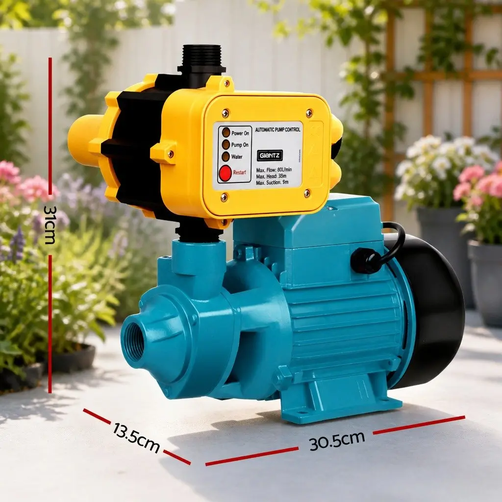 Irrigation Pump Yellow 750W Automatic Pressure Control Durable Cast Iron Construction