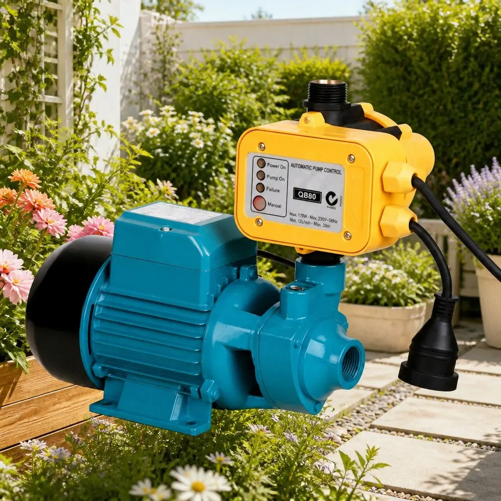 Irrigation Pump Yellow 750W Automatic Pressure Control Durable Cast Iron Construction