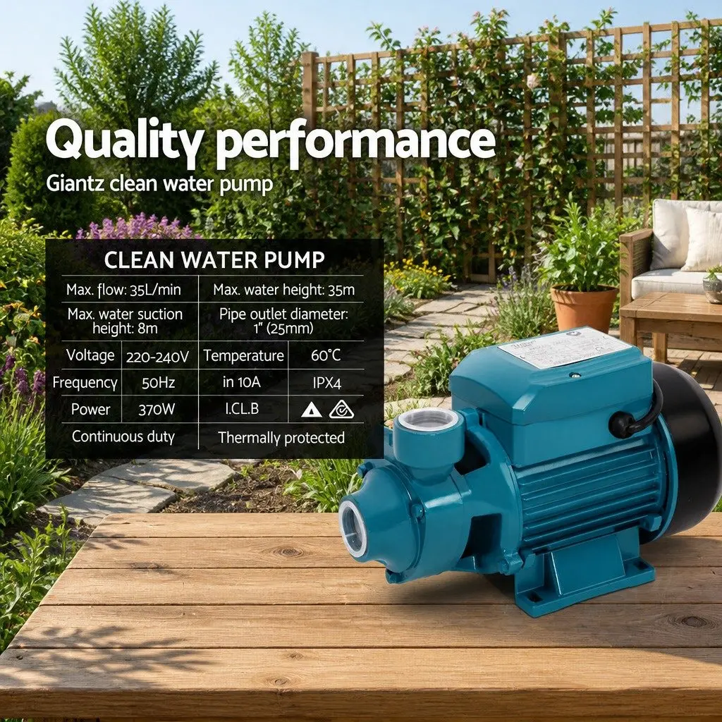 Irrigation Pump Blue 0.5HP Rust-resistant Brass Impeller Mountable Base Easy Operation