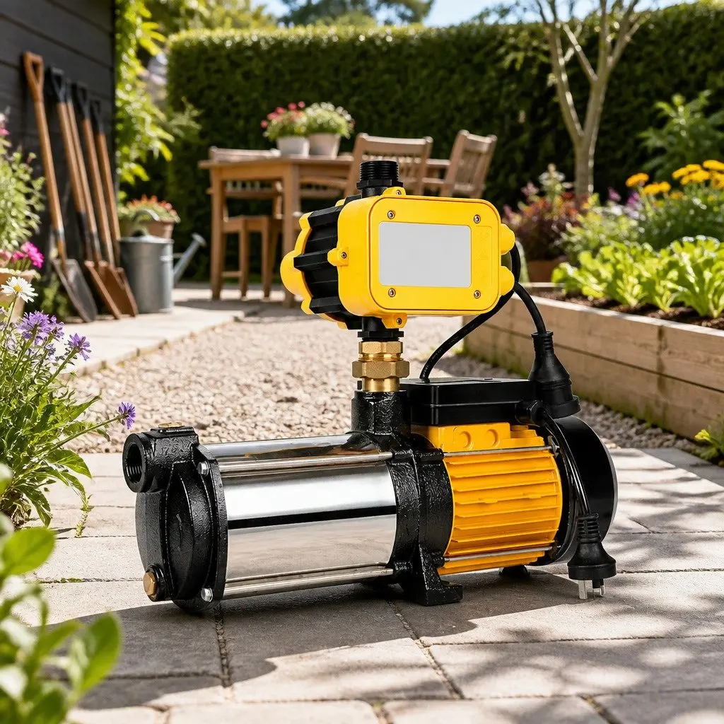 4-Stage Water Pump Yellow 2000W Automatic Pressure Controller for Garden Irrigation Home Water Supply