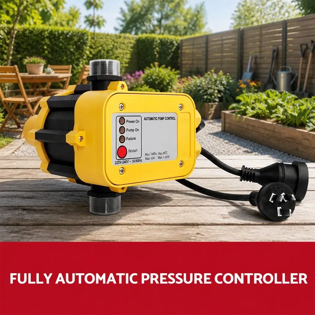 4-Stage Water Pump Yellow 2000W Automatic Pressure Controller for Garden Irrigation Home Water Supply