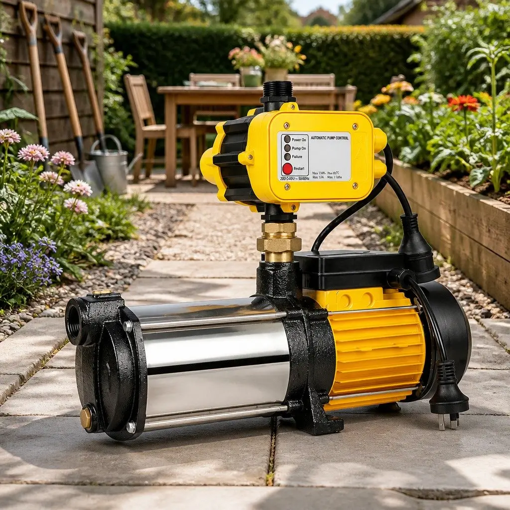 4-Stage Water Pump Yellow 2000W Automatic Pressure Controller for Garden Irrigation Home Water Supply