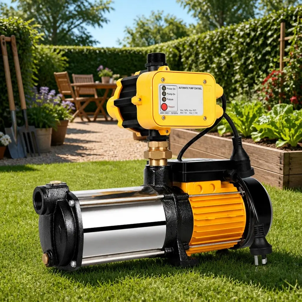 4-Stage Water Pump Yellow 2000W Automatic Pressure Controller for Garden Irrigation Home Water Supply
