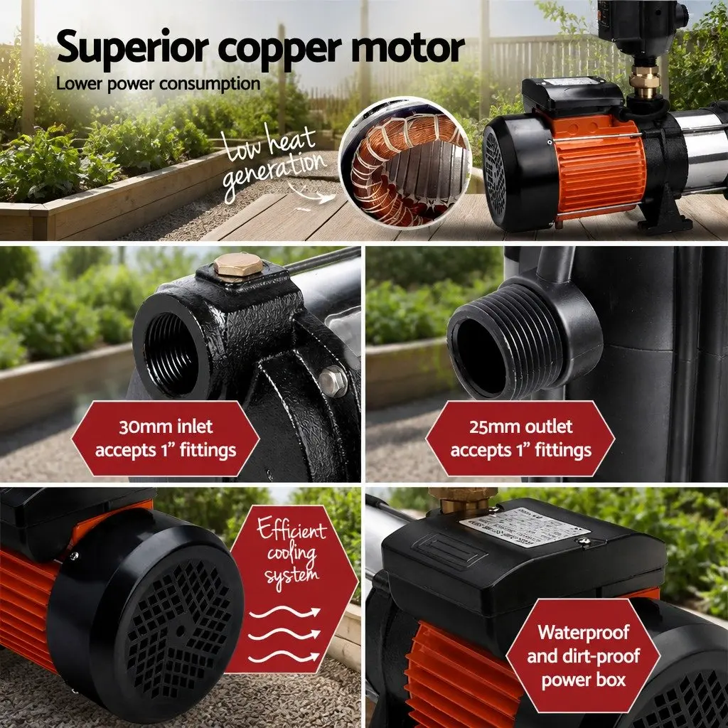 Irrigation Pump Black 1800W Automatic Multi-Stage Pressure Pump with Electronic Pressure Controller