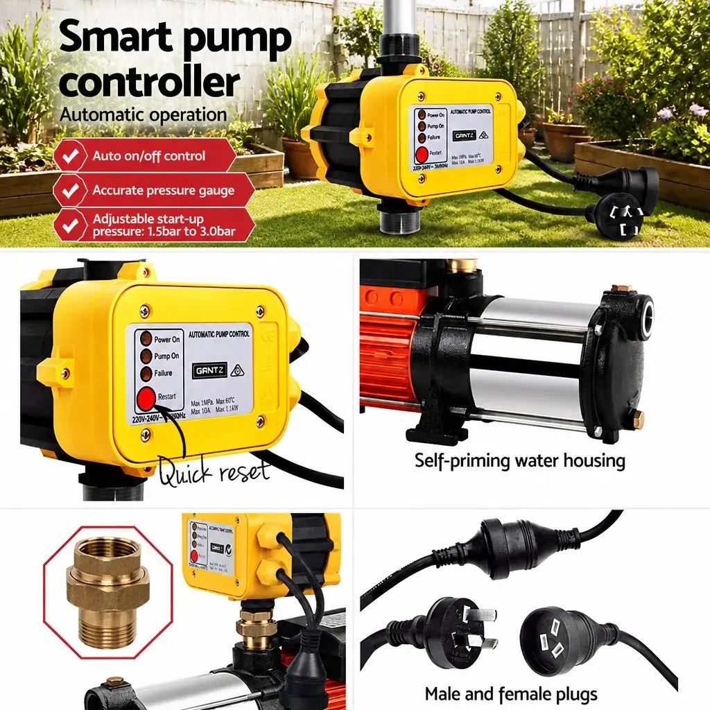 Garden Water Pump 1800W Multi-Stage High Pressure Irrigation Booster Automatic