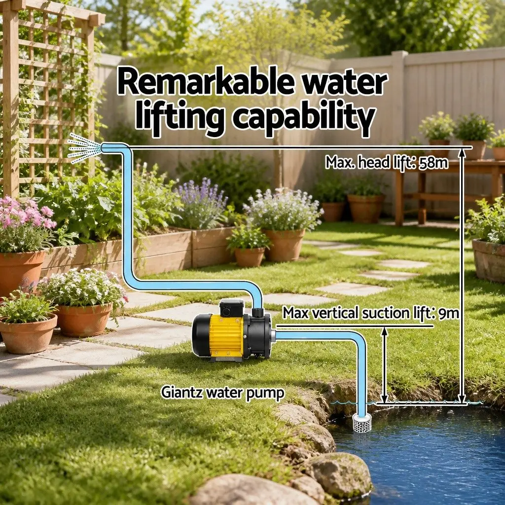Garden Water Pump 1800W Multi-Stage High Pressure Irrigation Booster Automatic