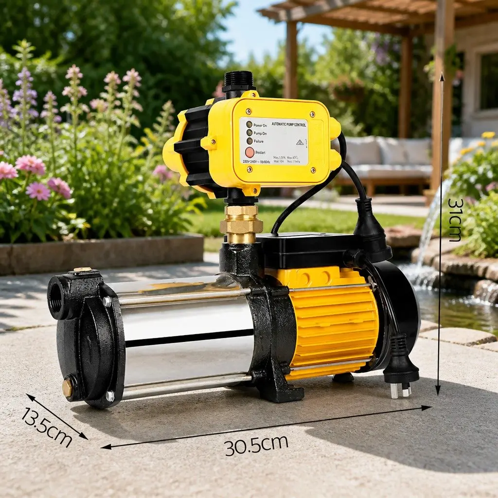 Irrigation Pump Yellow 2500W 5-Stage High Pressure Self-Priming with Automatic Pressure Controller