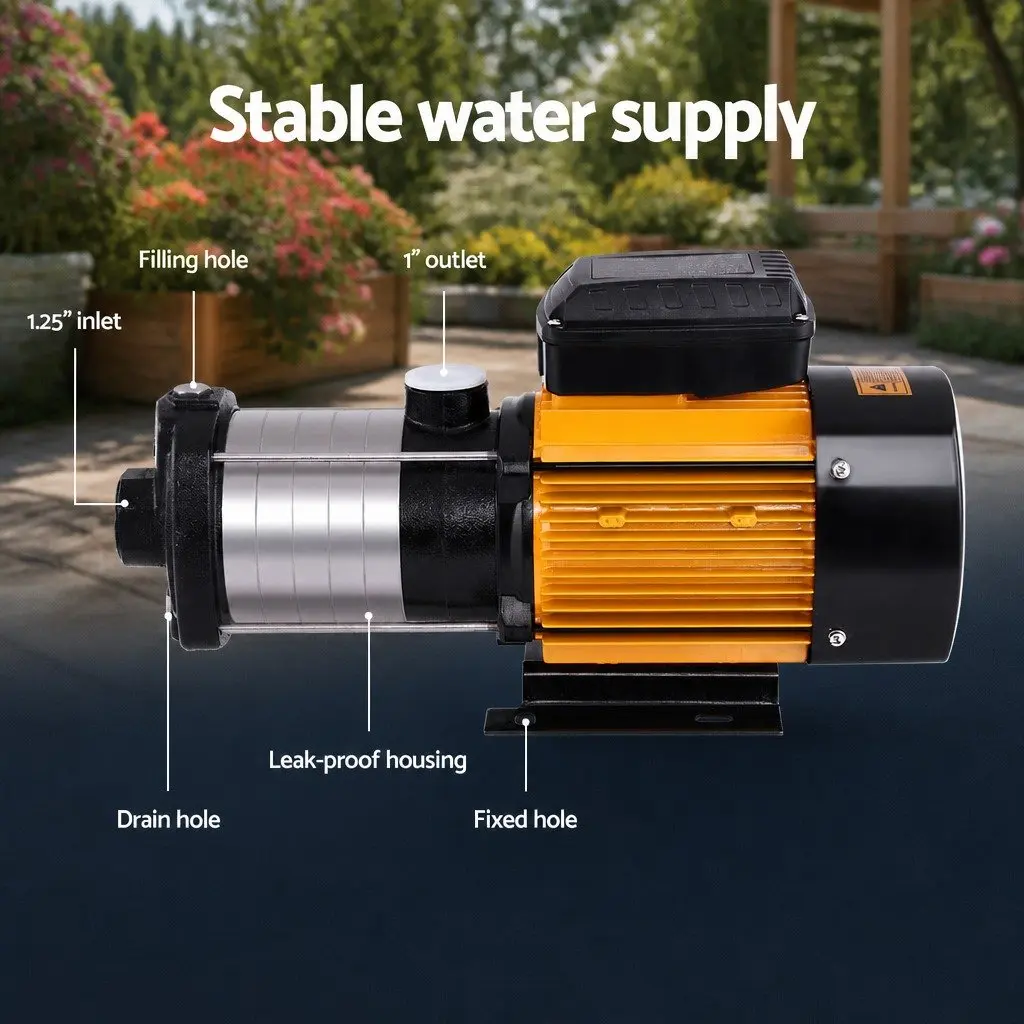 Irrigation Pump Yellow 6-Stage 2500W High Pressure Self-Priming with Automatic Controller and Pressure Gauge