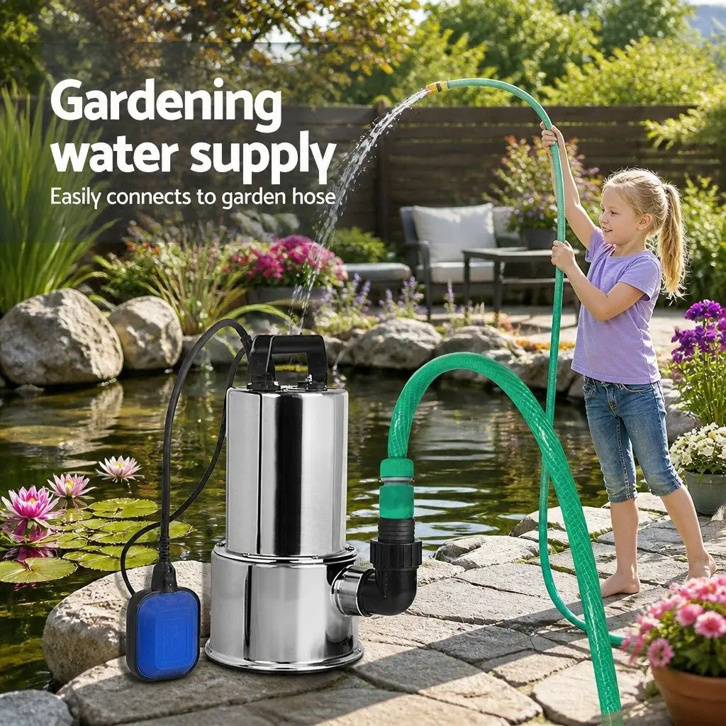 Submersible Dirty Water Pump Black 1800W Max 24000L/H Automatic Float Switch