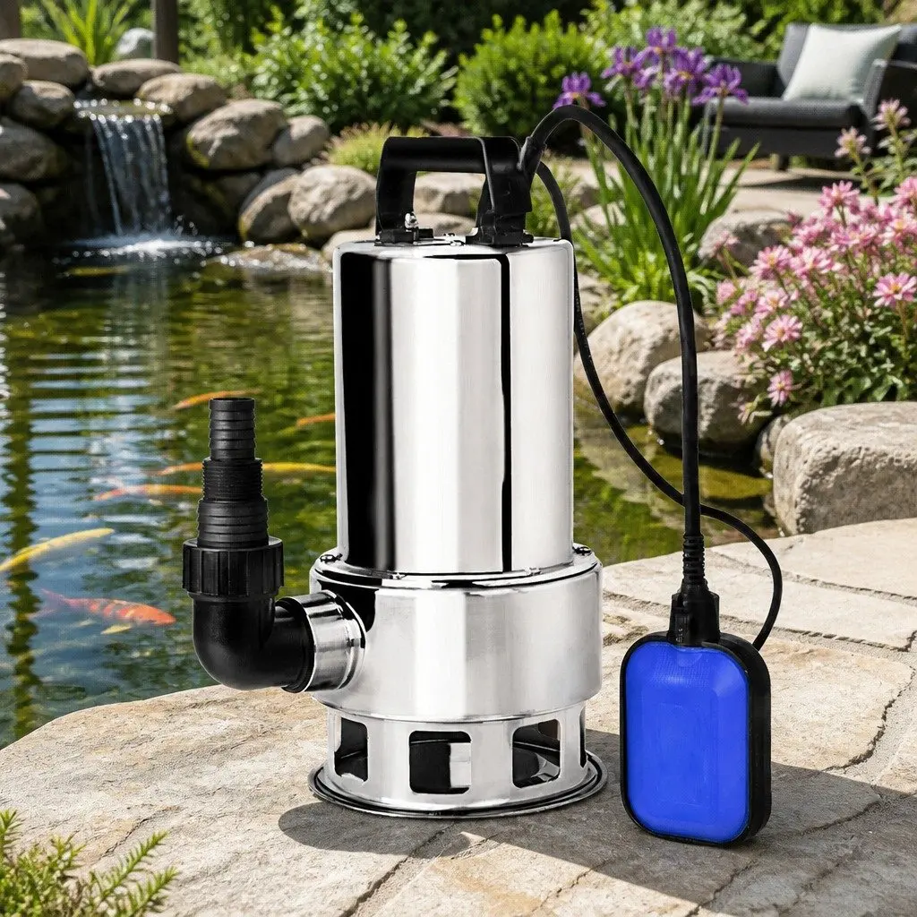 Submersible Dirty Water Pump Black 1800W Max 24000L/H Automatic Float Switch