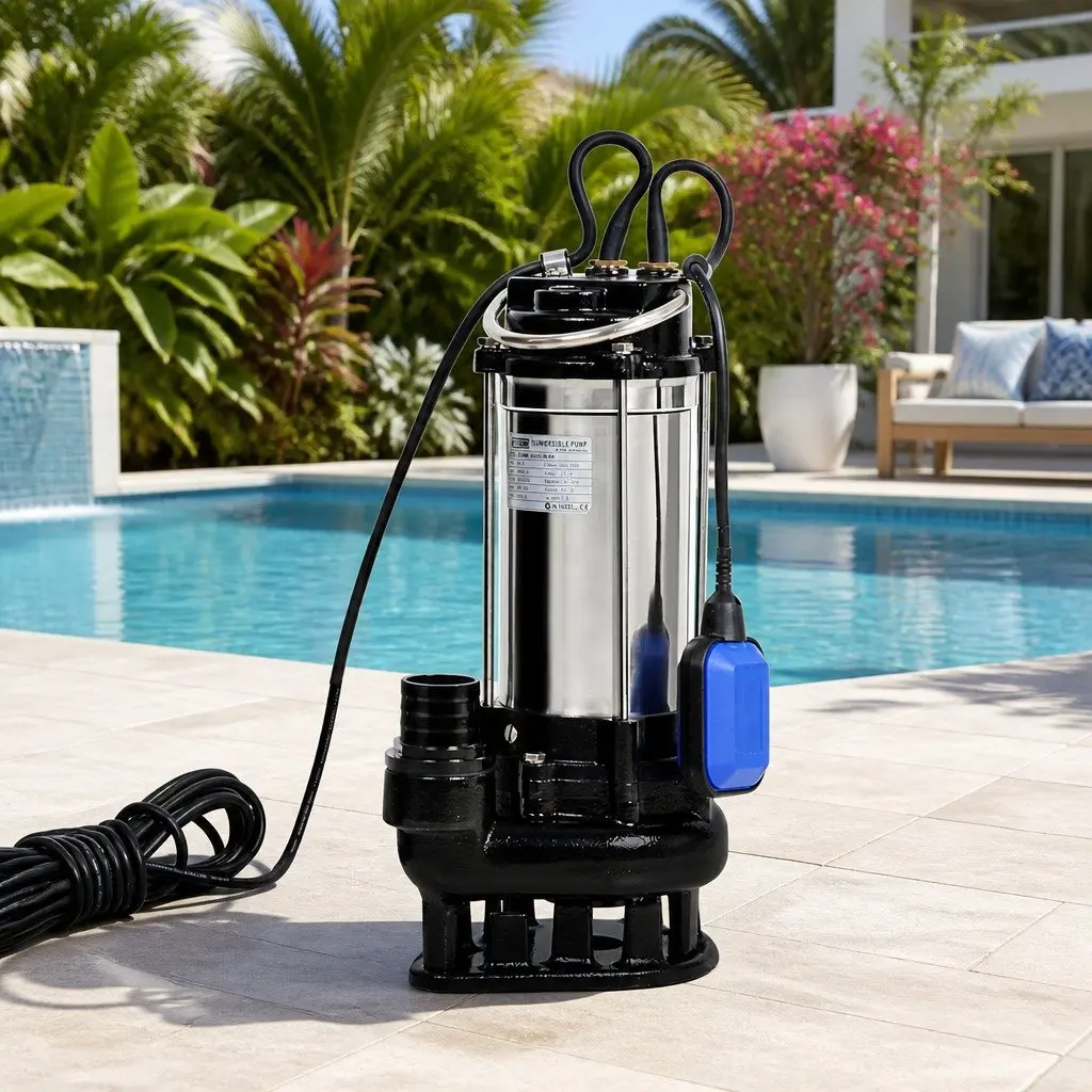 Submersible Dirty Water Pump Black 2000W Max 28000L/H Automatic Stainless Steel