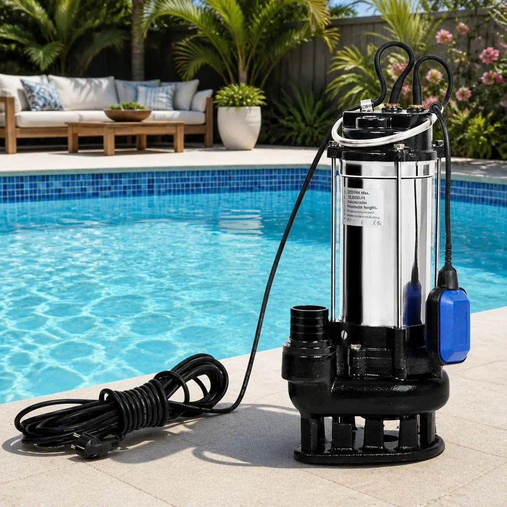 Submersible Dirty Water Pump Black 2000W Max 28000L/H Automatic Stainless Steel