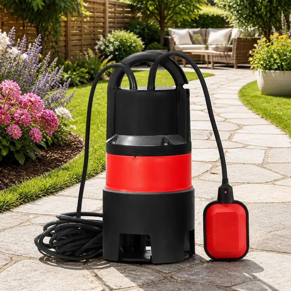 Submersible Pump Red 550W Heavy-Duty Oil-Cooled Electric Motor Portable for Dirty Water Drainage