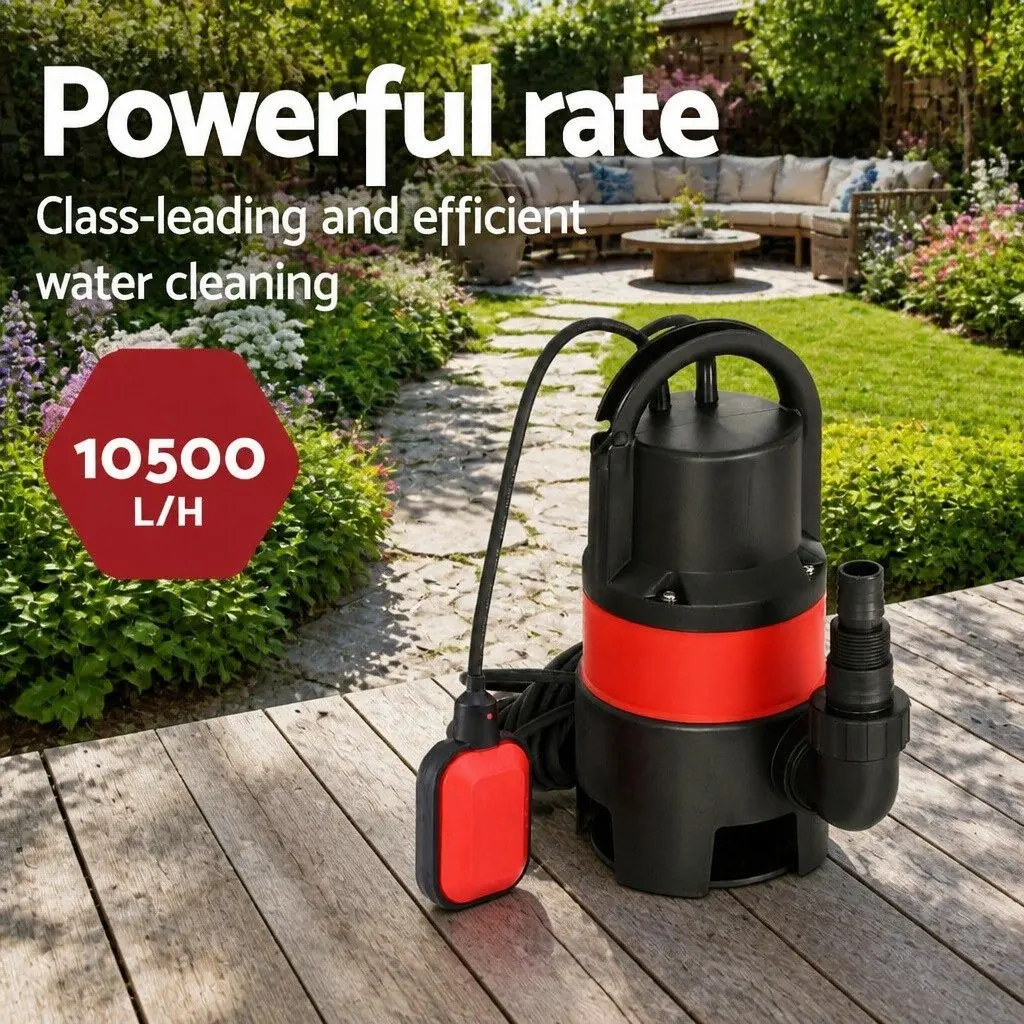 Submersible Pump Red 550W Heavy-Duty Oil-Cooled Electric Motor Portable for Dirty Water Drainage