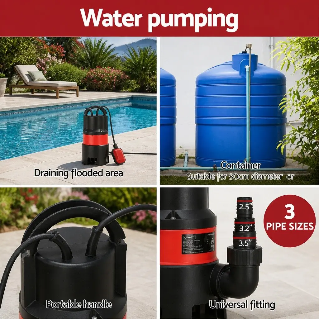 750W Submersible Water Pump Portable Heavy-duty Oil-cooled Electric Motor for Dirty and Clean Water Applications