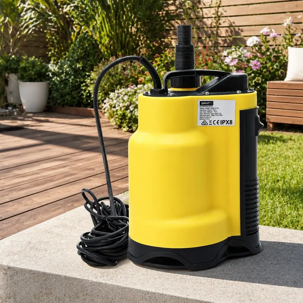 Submersible Pump Yellow 400W Portable Dirty Water Well Drainage Automatic Start-Stop 10m Cable